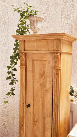 Lillesand - Small tall cabinet in Wilhelminian style, country house furniture solid wood natural