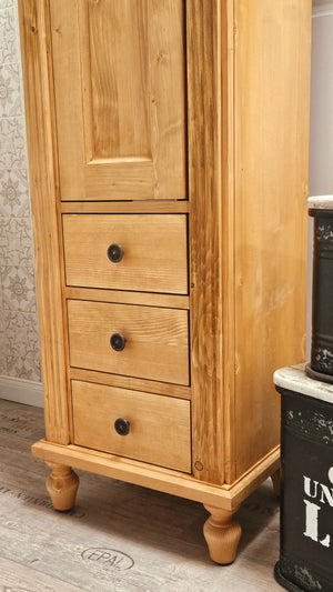 Lillesand - Small tall cabinet in Wilhelminian style, country house furniture solid wood natural