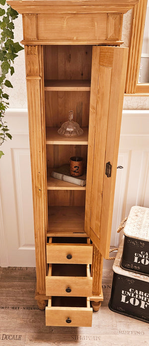 Lillesand - Small tall cabinet in Wilhelminian style, country house furniture solid wood natural