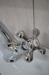 Amora chrome - Cross-handle mixer tap in country house style incl. waste valve