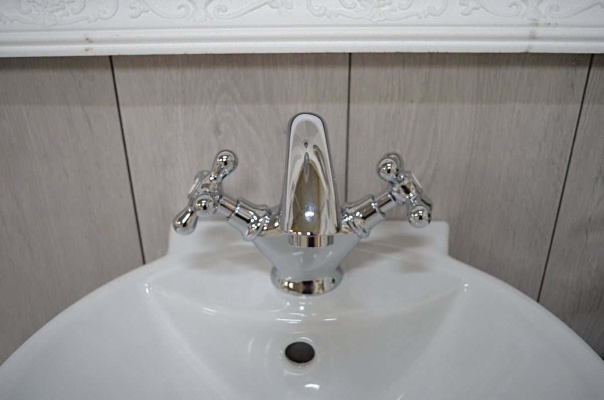 Amora chrome - Cross-handle mixer tap in country house style incl. waste valve