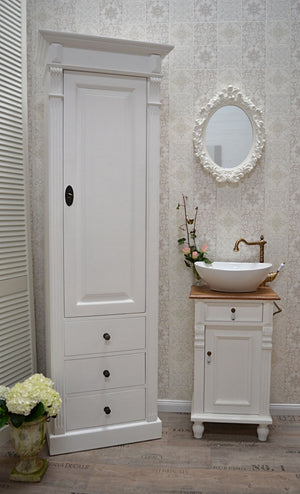 Clane - Elegant, white tall cabinet in Wilhelminian style