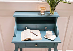 "Svejol" - Country house secretary, solid wood pastel turquoise lacquered