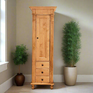 Lillesand - Small tall cabinet in Wilhelminian style, country house furniture solid wood natural