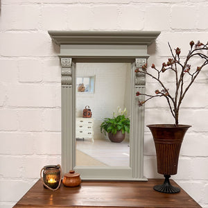 "Lund" - Small solid wood wall mirror in mint green