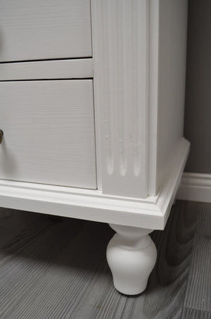 Marillé - Small tall cabinet in Wilhelminian style, country house furniture solid wood white