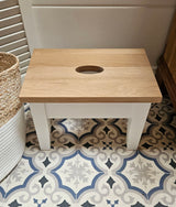 Miron - Small step stool, country house furniture solid wood white