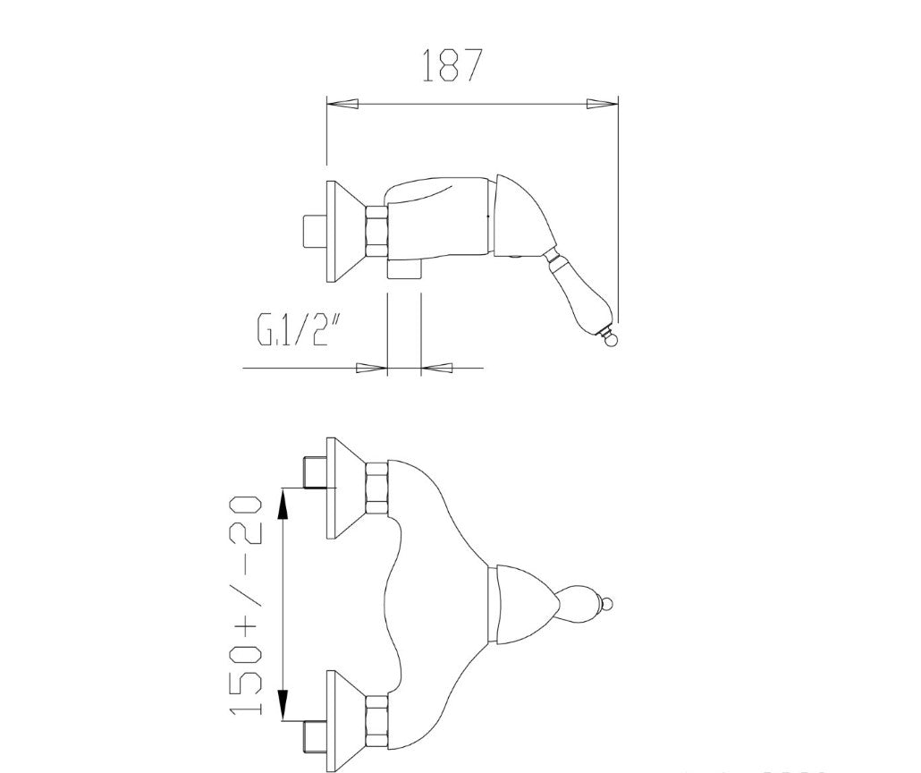 Picton bronze - Matching shower fittings (surface-mounted)