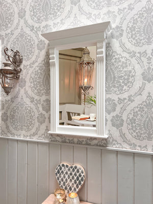 Rail - solid country house mirror in Wilhelminian style, pure white