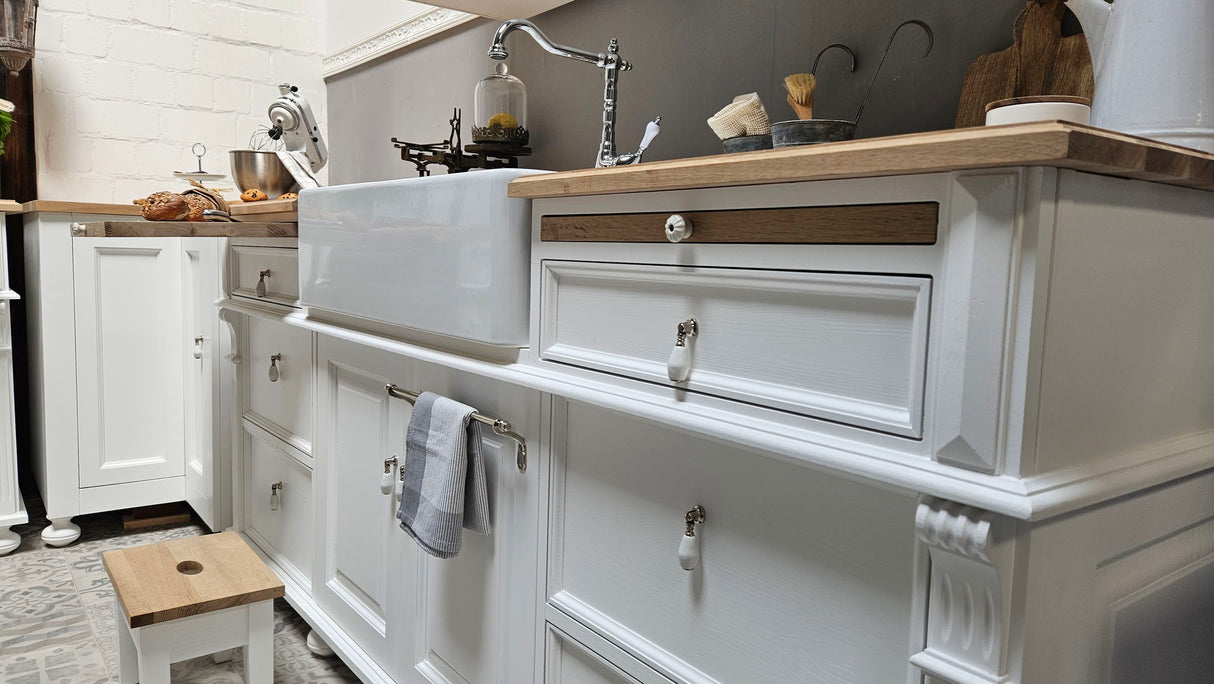 "Stone" - Spülenschrank mit Granitsteinplatte im Landhausstil 206 cm